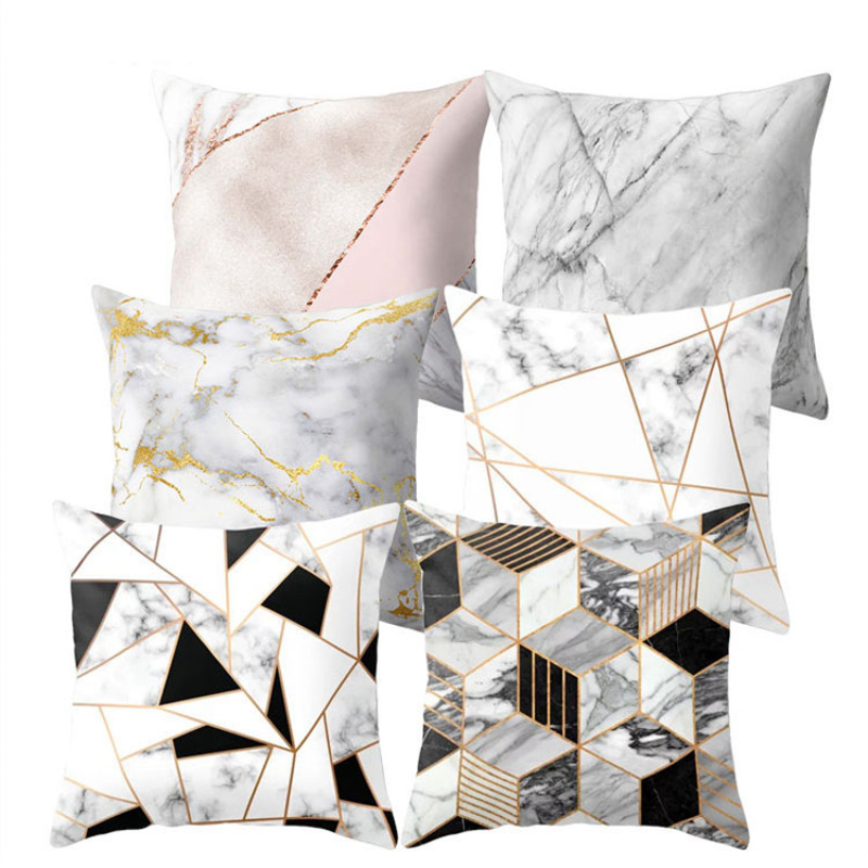 New Design 3D Brief Marble Geometric Cushion Cover, Designer Waterproof Cushion Pillow With Cover/