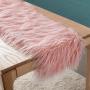 Wholesale Faux Fur Decorative Mongolian Flag Modern Dining Fabric Bohemian Plush Table Runners for Coffee Table