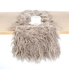 Wholesale Faux Fur Decorative Mongolian Flag Modern Dining Fabric Bohemian Plush Table Runners for Coffee Table