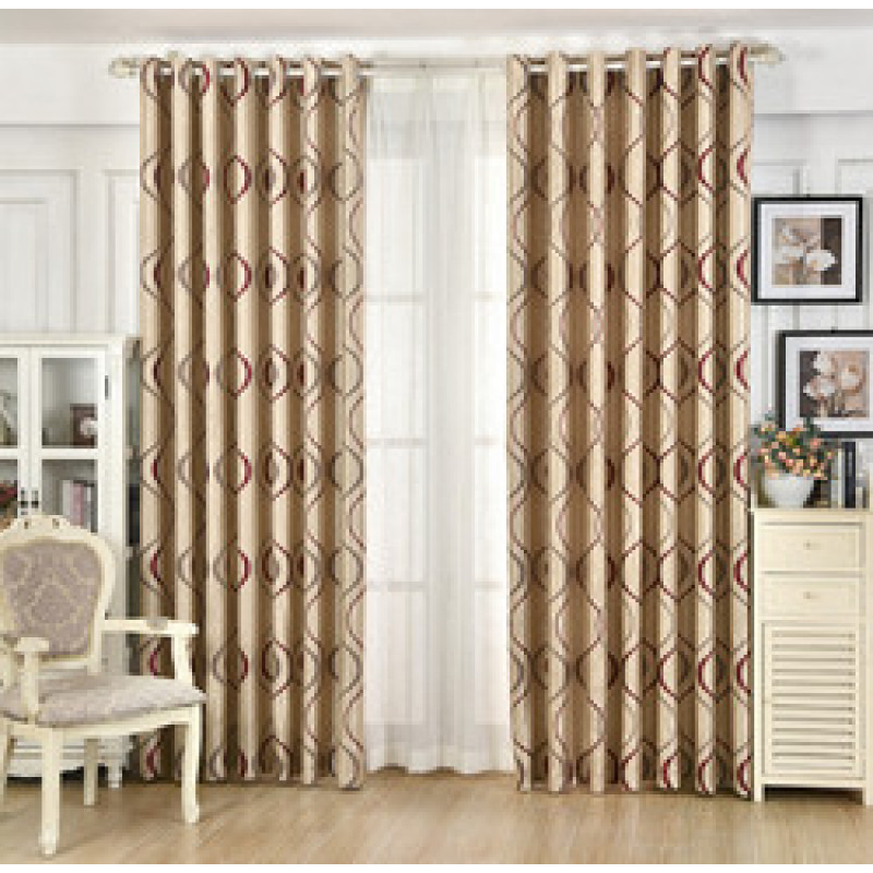 100% Polyester luxury Jacquard Ready Made Blackout Curtain With Grommet
