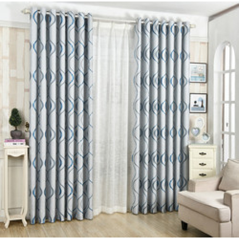 100% Polyester luxury Jacquard Ready Made Blackout Curtain With Grommet