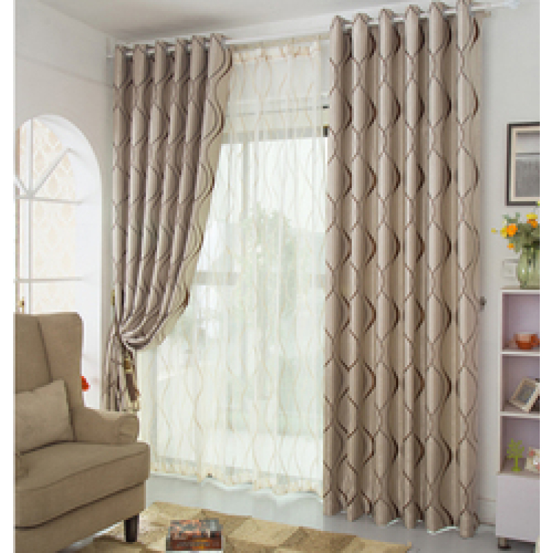 100% Polyester luxury Jacquard Ready Made Blackout Curtain With Grommet
