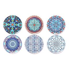 Natural Cork Mandala Set of 6 Decorative Coasters,  Boho Coasters for Glass Cups Vases Candles Dining Table#