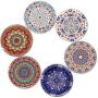 Natural Cork Mandala Set of 6 Decorative Coasters,  Boho Coasters for Glass Cups Vases Candles Dining Table#