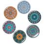 Natural Cork Mandala Set of 6 Decorative Coasters,  Boho Coasters for Glass Cups Vases Candles Dining Table#