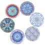 Natural Cork Mandala Set of 6 Decorative Coasters,  Boho Coasters for Glass Cups Vases Candles Dining Table#