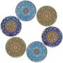 Natural Cork Mandala Set of 6 Decorative Coasters,  Boho Coasters for Glass Cups Vases Candles Dining Table#