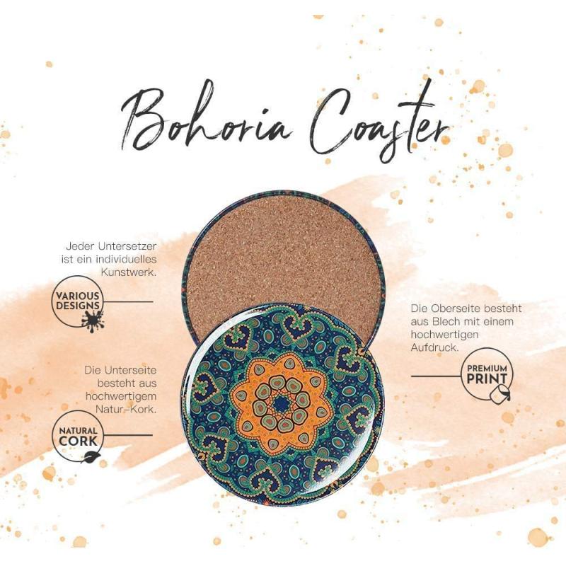 Natural Cork Mandala Set of 6 Decorative Coasters,  Boho Coasters for Glass Cups Vases Candles Dining Table#