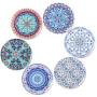 Natural Cork Mandala Set of 6 Decorative Coasters,  Boho Coasters for Glass Cups Vases Candles Dining Table#