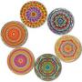 Natural Cork Mandala Set of 6 Decorative Coasters,  Boho Coasters for Glass Cups Vases Candles Dining Table#
