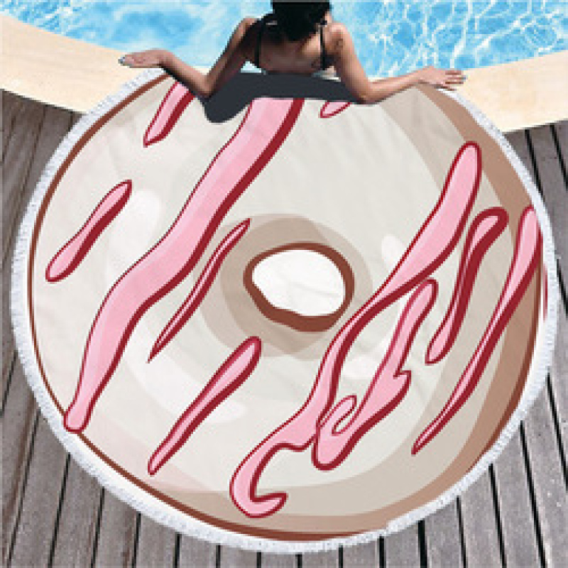 Custom Logo Donuts Printing Beach Towel, Microfiber Round Quick Dry Beach Towel#