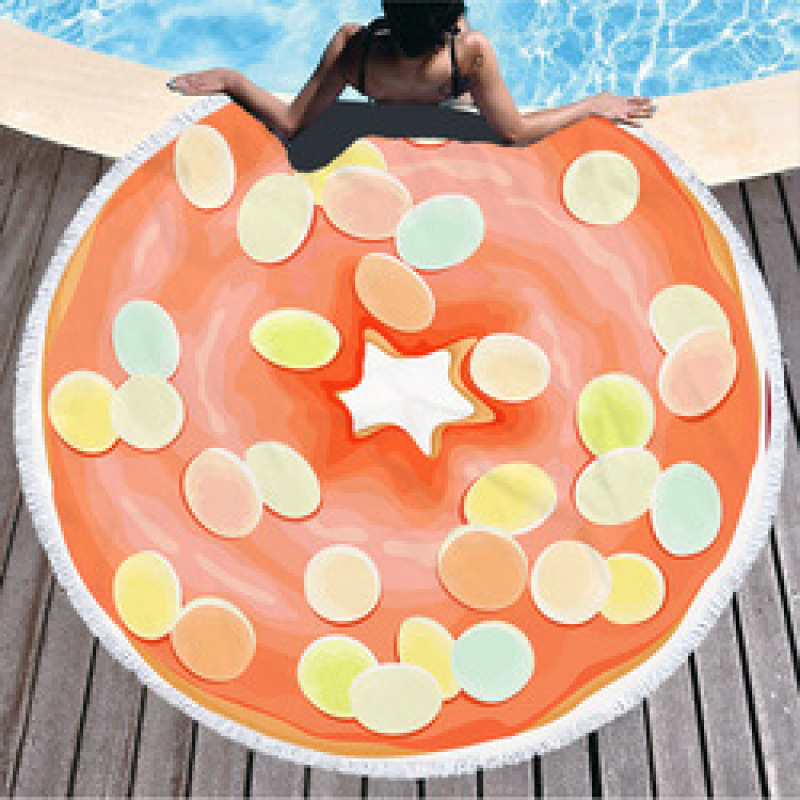 Custom Logo Donuts Printing Beach Towel, Microfiber Round Quick Dry Beach Towel#