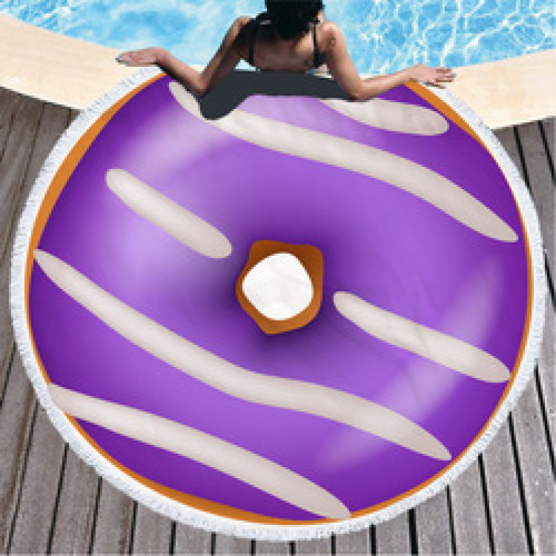 Custom Logo Donuts Printing Beach Towel, Microfiber Round Quick Dry Beach Towel#