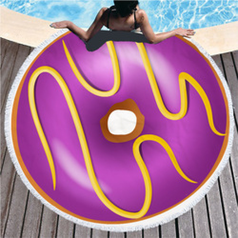 Custom Logo Donuts Printing Beach Towel, Microfiber Round Quick Dry Beach Towel#