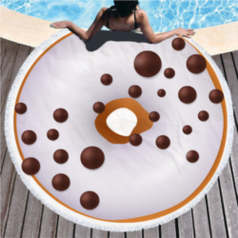 Custom Logo Donuts Printing Beach Towel, Microfiber Round Quick Dry Beach Towel#