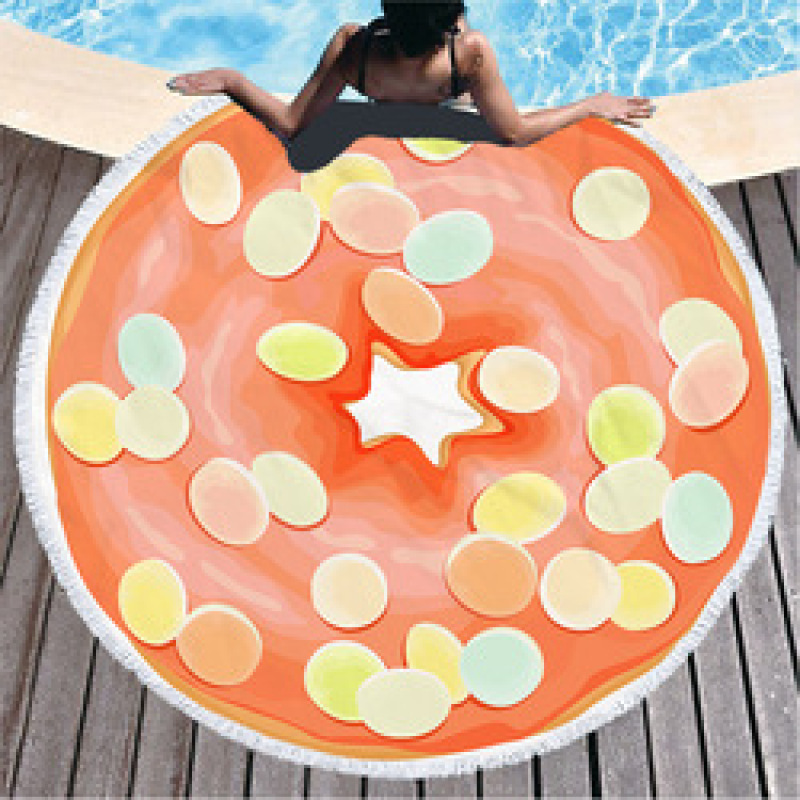 Custom Logo Donuts Printing Beach Towel, Microfiber Round Quick Dry Beach Towel#