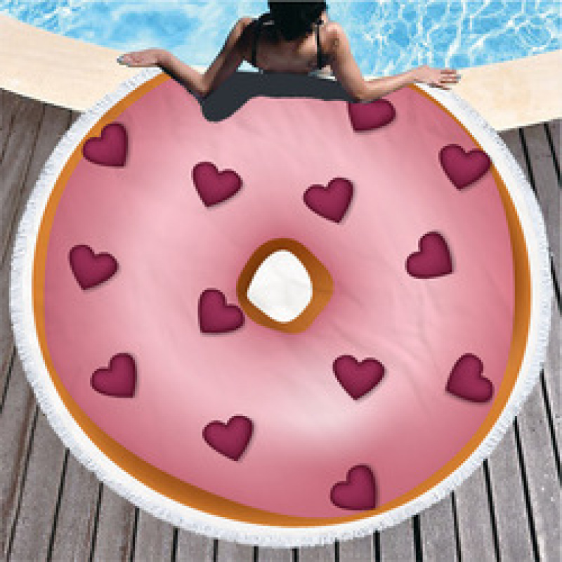 Custom Logo Donuts Printing Beach Towel, Microfiber Round Quick Dry Beach Towel#