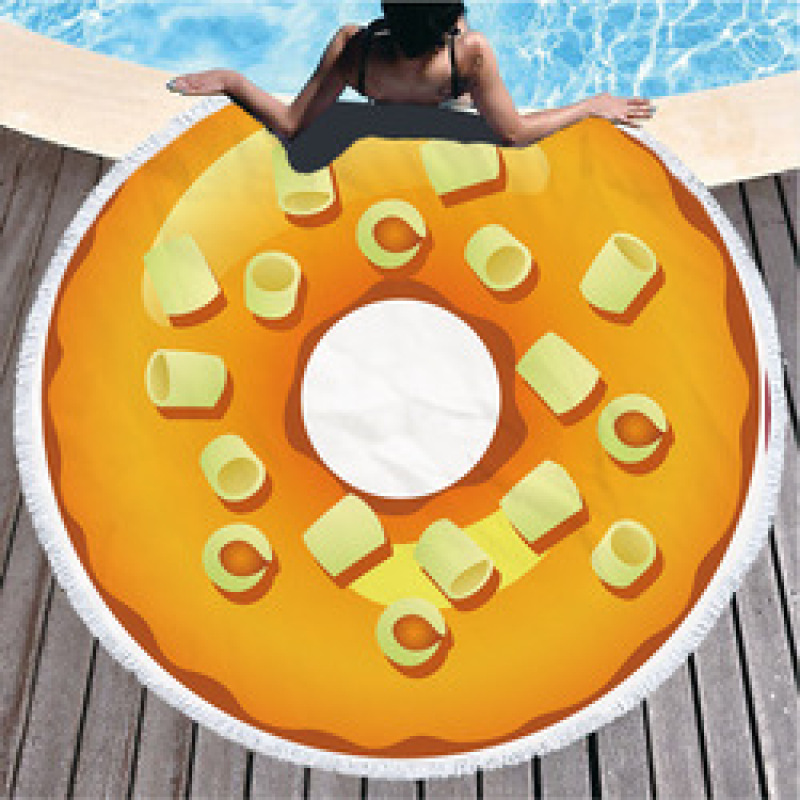 Custom Logo Donuts Printing Beach Towel, Microfiber Round Quick Dry Beach Towel#