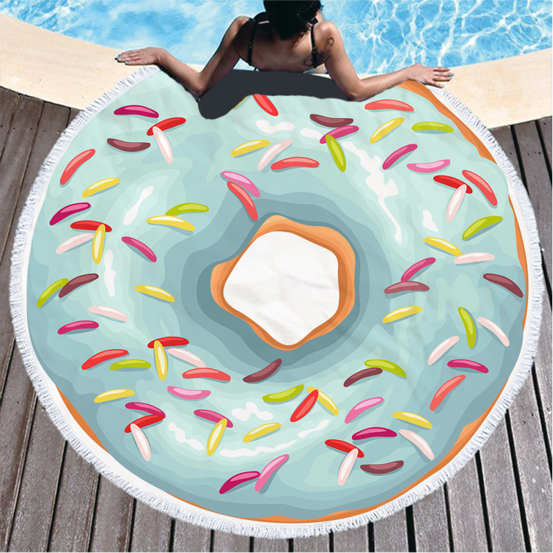 Custom Logo Donuts Printing Beach Towel, Microfiber Round Quick Dry Beach Towel#