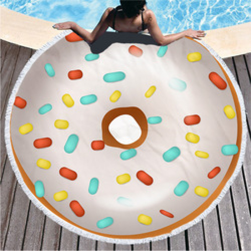Custom Logo Donuts Printing Beach Towel, Microfiber Round Quick Dry Beach Towel#