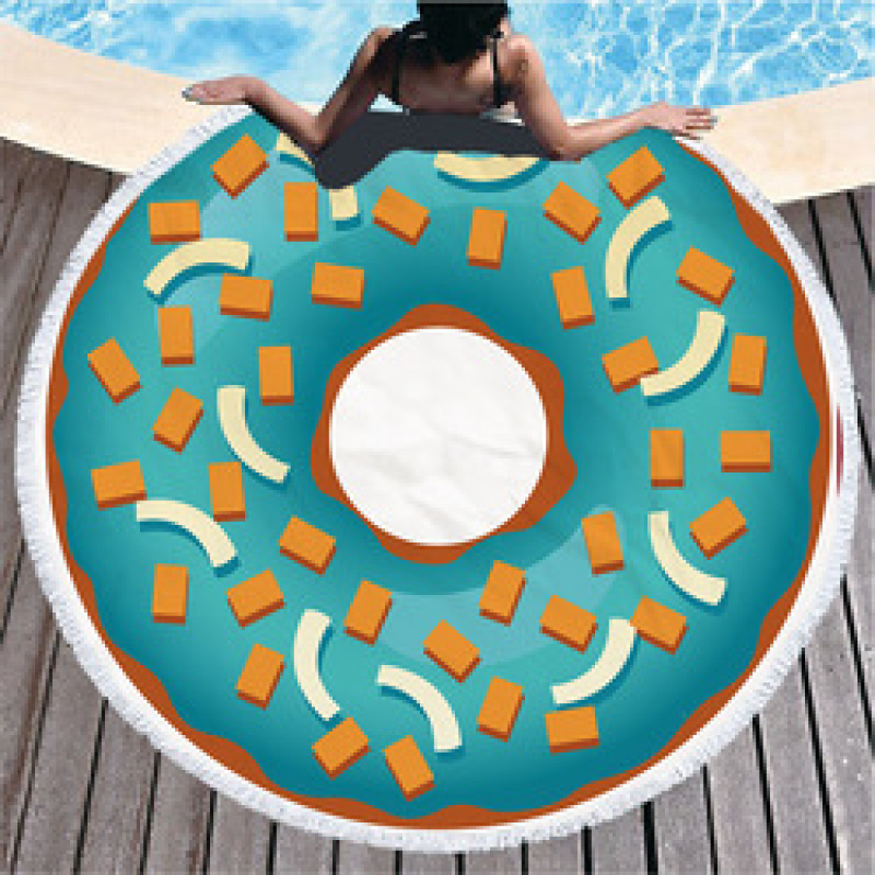 Custom Logo Donuts Printing Beach Towel, Microfiber Round Quick Dry Beach Towel#