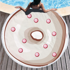 Custom Logo Donuts Printing Beach Towel, Microfiber Round Quick Dry Beach Towel#