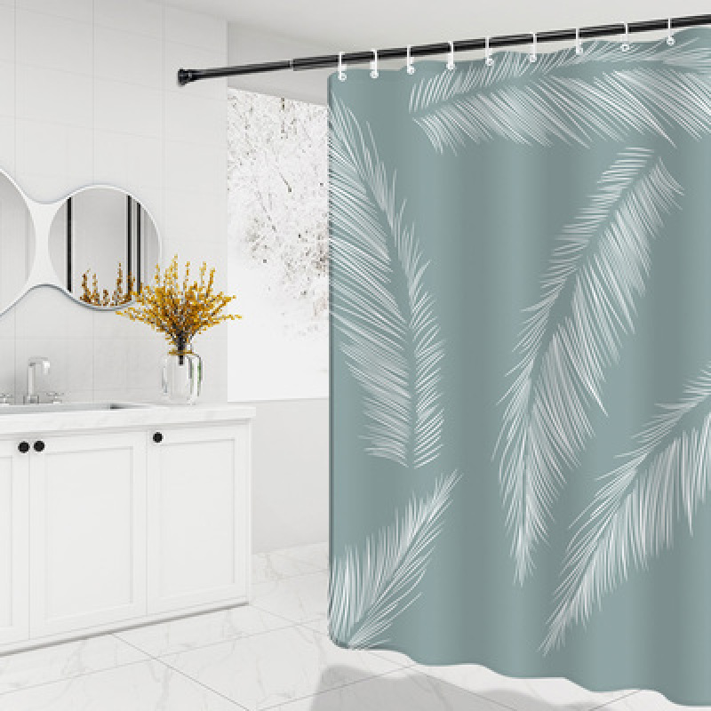 Nordic Shower Curtain Waterproof Bathroom Shower Curtain, Thick Anti-Mold Partition Curtain Set Free Punch
