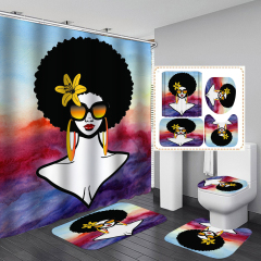 Print Eco-friendly African Women Girl Curtain Polyester African girls Modern Digital Stocked Curtain Set