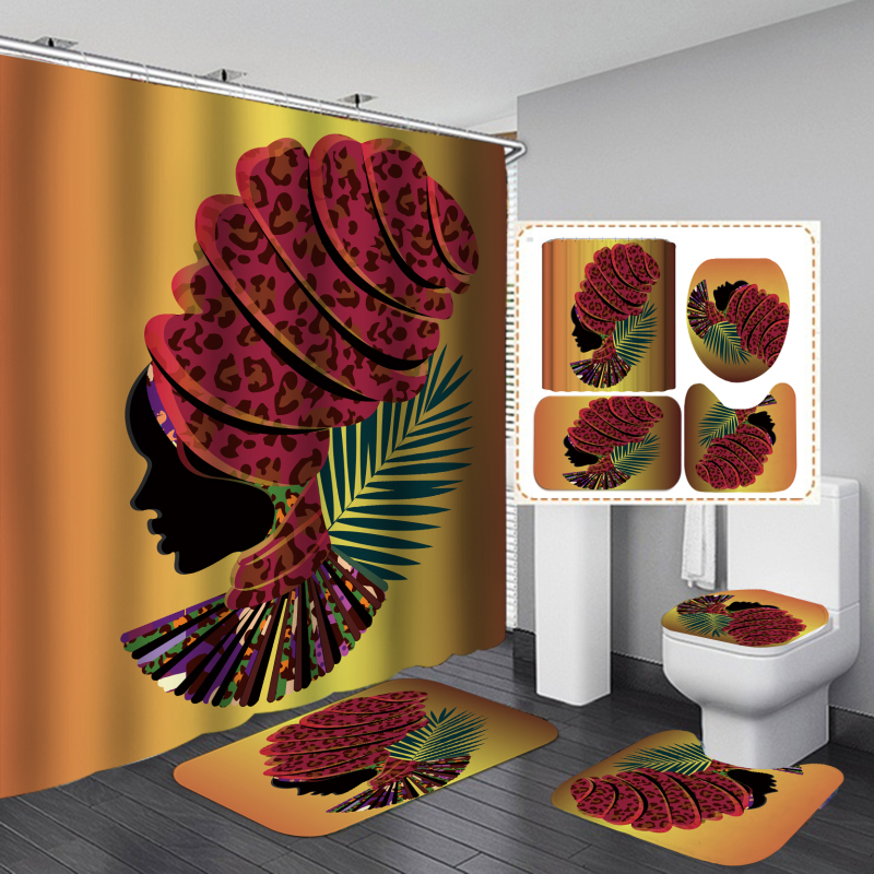 Print Eco-friendly African Women Girl Curtain Polyester African girls Modern Digital Stocked Curtain Set