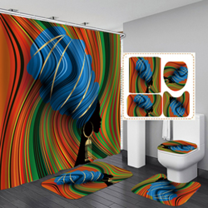 Print Eco-friendly African Women Girl Curtain Polyester African girls Modern Digital Stocked Curtain Set