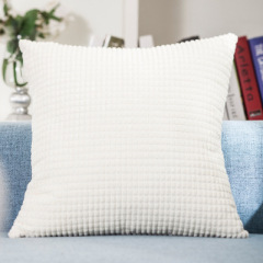 Zipper Cojines Decorativos, White Soft  Plaid Corduroy Throw Pillow Cases /