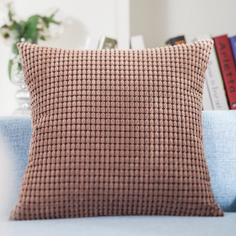 Zipper Cojines Decorativos, White Soft  Plaid Corduroy Throw Pillow Cases /