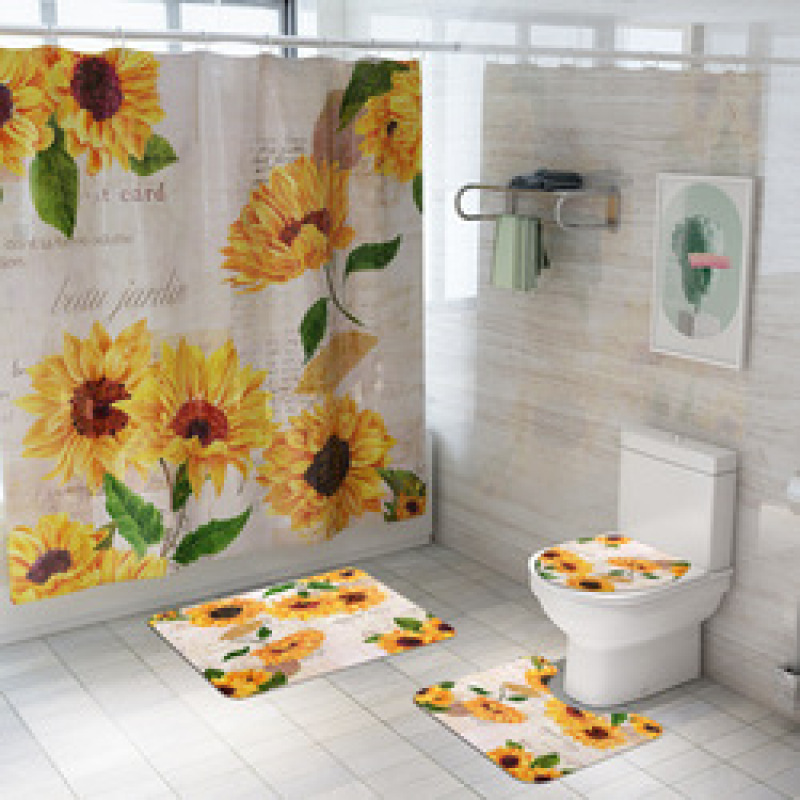 2021 Best Selling 3D Bath Printed Geometric Pattern Shower Curtain Set,Luxury Latest Custom Bathroom Shower Curtain and Rugs/