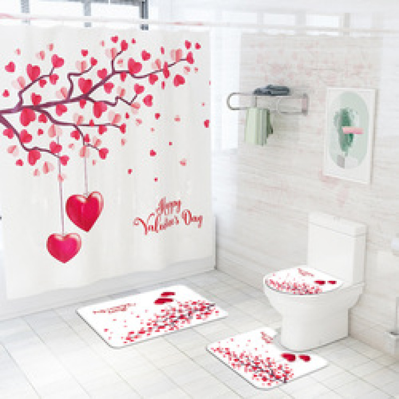 2021 Best Selling 3D Bath Printed Geometric Pattern Shower Curtain Set,Luxury Latest Custom Bathroom Shower Curtain and Rugs/