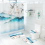 2021 Best Selling 3D Bath Printed Geometric Pattern Shower Curtain Set,Luxury Latest Custom Bathroom Shower Curtain and Rugs/