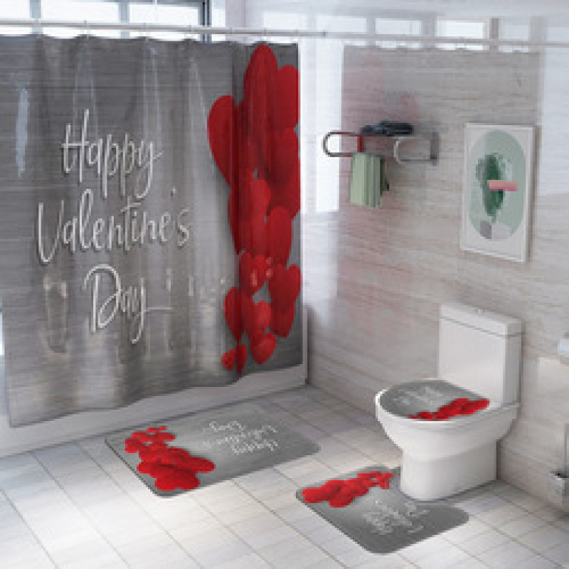 2021 Best Selling 3D Bath Printed Geometric Pattern Shower Curtain Set,Luxury Latest Custom Bathroom Shower Curtain and Rugs/