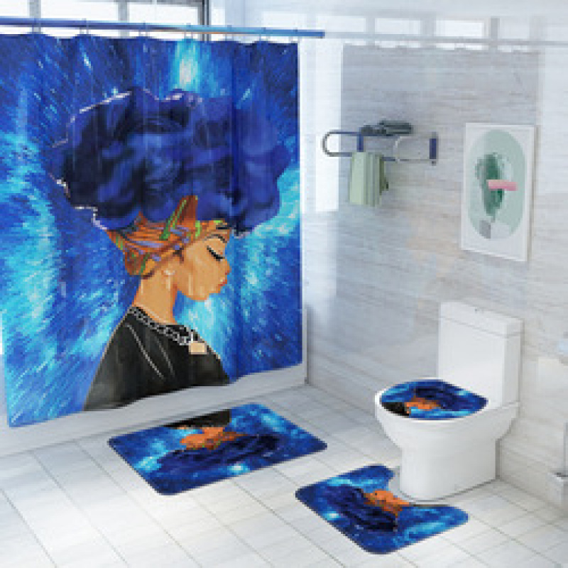 2021 Best Selling 3D Bath Printed Geometric Pattern Shower Curtain Set,Luxury Latest Custom Bathroom Shower Curtain and Rugs/