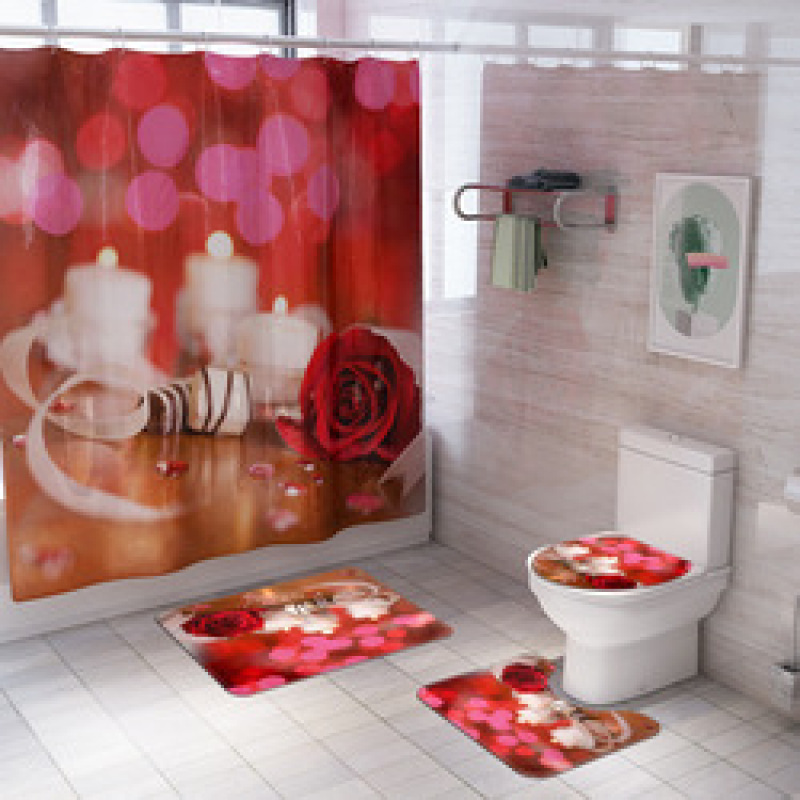 2021 Best Selling 3D Bath Printed Geometric Pattern Shower Curtain Set,Luxury Latest Custom Bathroom Shower Curtain and Rugs/