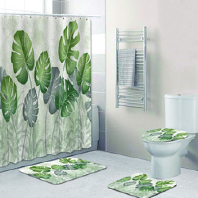 2021 Best Selling 3D Bath Printed Geometric Pattern Shower Curtain Set,Luxury Latest Custom Bathroom Shower Curtain and Rugs/
