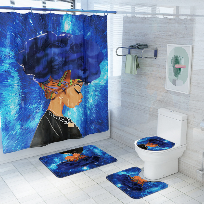 2021 Best Selling 3D Bath Printed Geometric Pattern Shower Curtain Set,Luxury Latest Custom Bathroom Shower Curtain and Rugs/