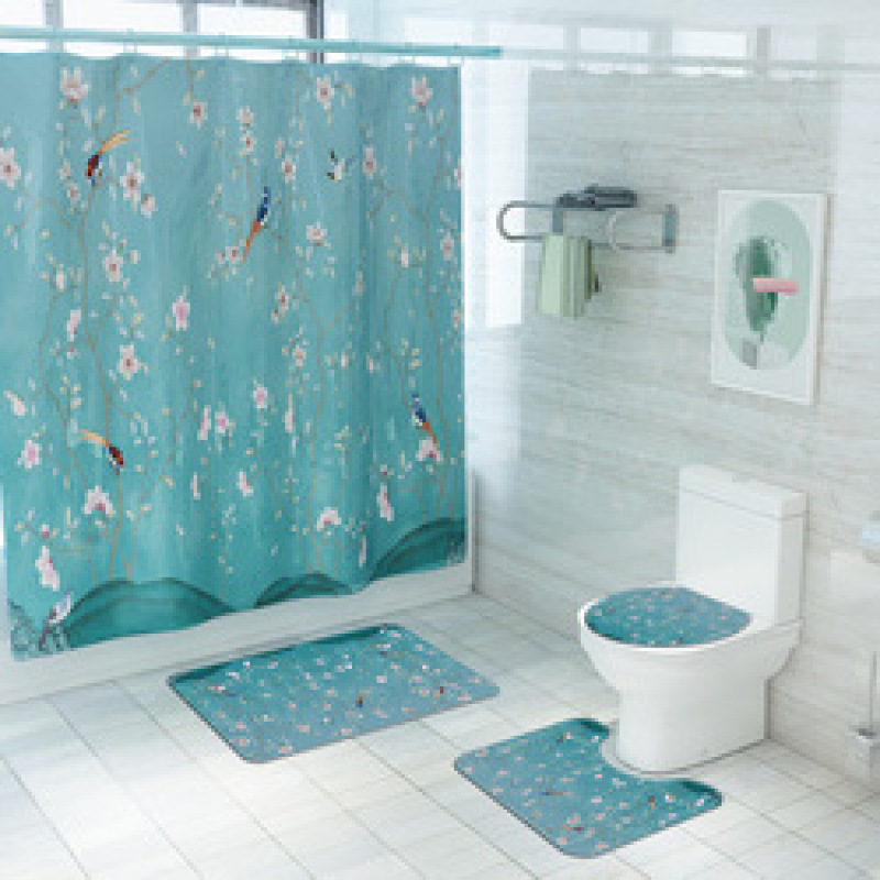 2021 Best Selling 3D Bath Printed Geometric Pattern Shower Curtain Set,Luxury Latest Custom Bathroom Shower Curtain and Rugs/