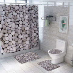 2021 Best Selling 3D Bath Printed Geometric Pattern Shower Curtain Set,Luxury Latest Custom Bathroom Shower Curtain and Rugs/