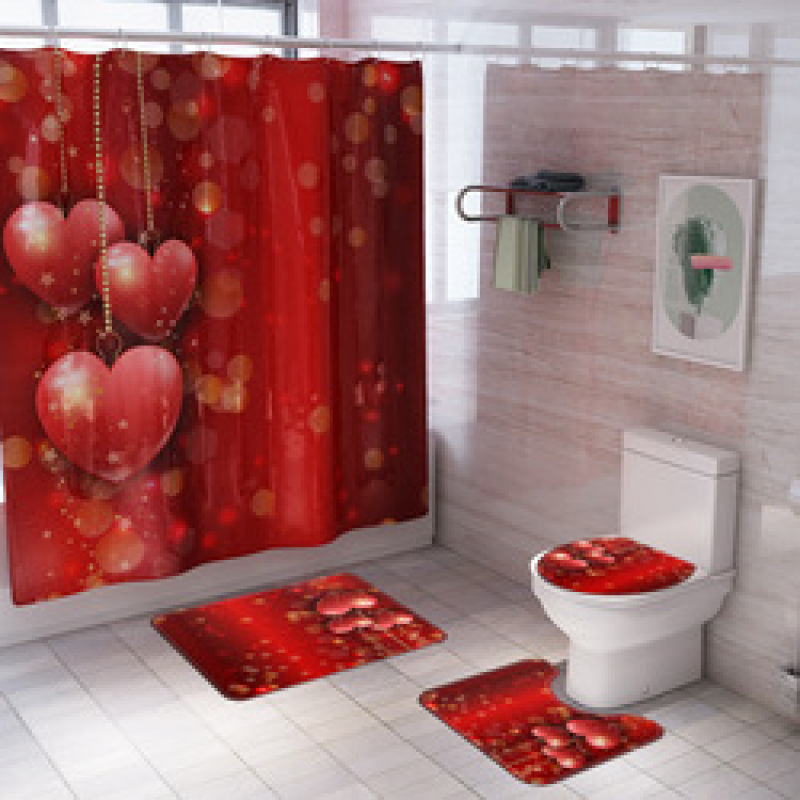 2021 Best Selling 3D Bath Printed Geometric Pattern Shower Curtain Set,Luxury Latest Custom Bathroom Shower Curtain and Rugs/