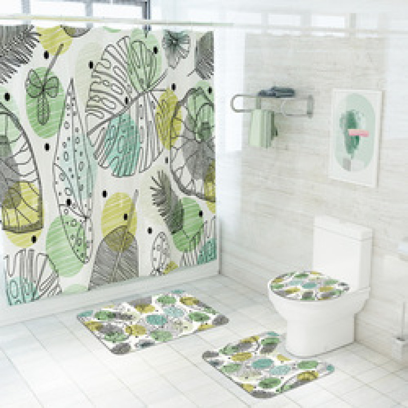 2021 Best Selling 3D Bath Printed Geometric Pattern Shower Curtain Set,Luxury Latest Custom Bathroom Shower Curtain and Rugs/