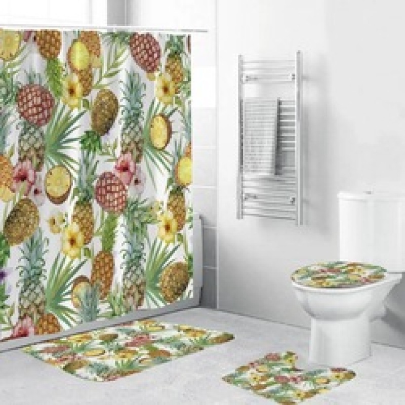 2021 Best Selling 3D Bath Printed Geometric Pattern Shower Curtain Set,Luxury Latest Custom Bathroom Shower Curtain and Rugs/