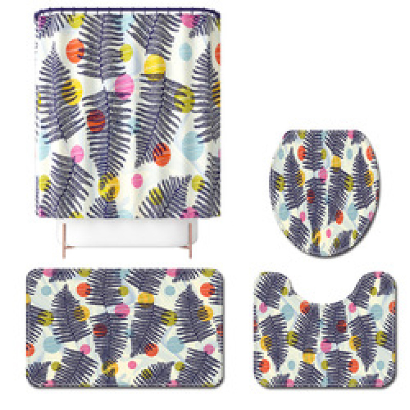 2021 Best Selling 3D Bath Printed Geometric Pattern Shower Curtain Set,Luxury Latest Custom Bathroom Shower Curtain and Rugs/