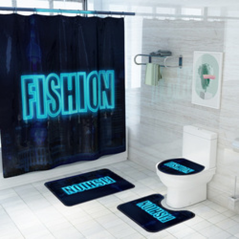 2021 Best Selling 3D Bath Printed Geometric Pattern Shower Curtain Set,Luxury Latest Custom Bathroom Shower Curtain and Rugs/