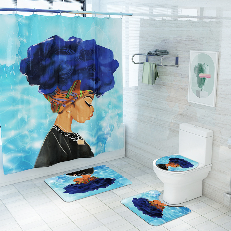 2021 Best Selling 3D Bath Printed Geometric Pattern Shower Curtain Set,Luxury Latest Custom Bathroom Shower Curtain and Rugs/