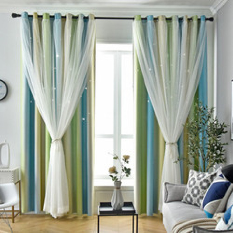Star Curtains Stars Blackout Curtains for Kids Girls Bedroom Living Room Colorful Double Layer Star Window Curtains