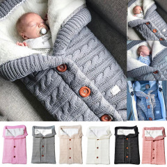 Winter Baby Sleeping Bag Infant Envelope for Stroller Thicken Warm Sleepsack Newborn Stroller Windproof Anti-kick Blanket Button